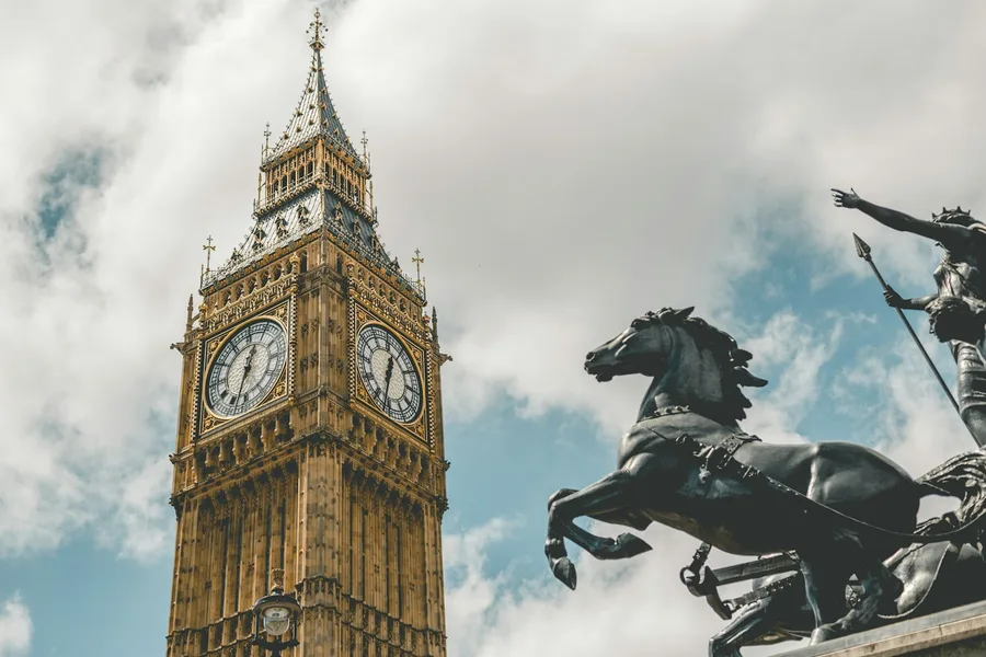 Big Ben and the Boadicea statue in London