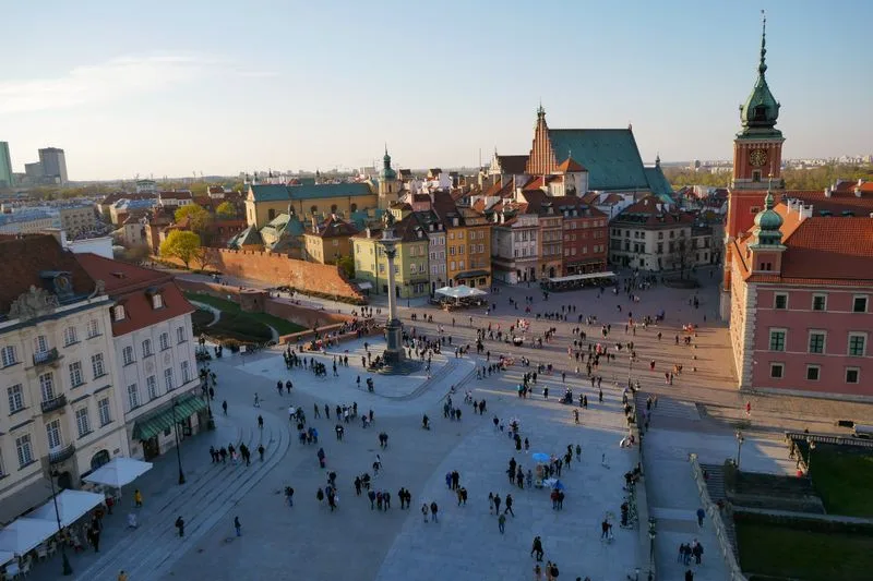 Castle Square and Sigismund's Column in Warsaw's rebuilt old town